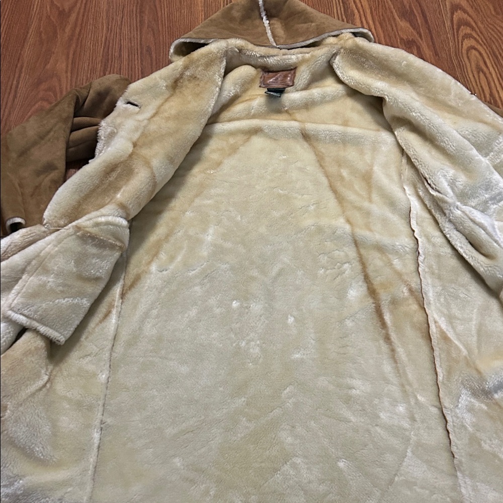 Ralph Lauren Brown Leather Label Vintage Faux Suede and Fur Lined Y2K Long Coat - Picture 6 of 6